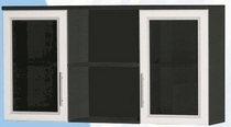 Антресоль большая с двумя стеклодверями ДЛЯ ГОСТИНОЙ АБС-2 Венге/Дуб выбеленный в Саянском - sayanskij.mebel54.com | фото