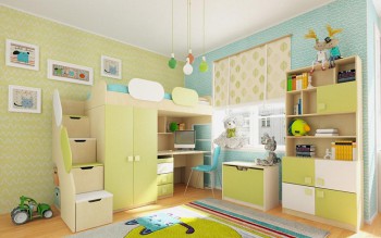 Детская комната Эппл (Зеленый/Белый/корпус Клен) в Саянском - sayanskij.mebel54.com | фото