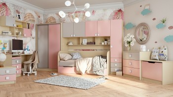 Детская комната Грэйси (Розовый/Серый/корпус Клен) в Саянском - sayanskij.mebel54.com | фото