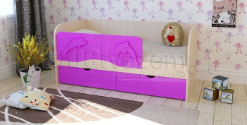 Друзья Кровать детская 2 ящика 1.6 Фиолетовый глянец в Саянском - sayanskij.mebel54.com | фото
