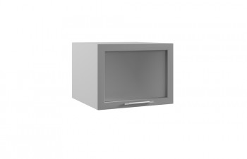 Гарда ГВПГС 600 шкаф верхний горизонтальный глубокий со стеклом высокий (Белый Эмалит/корпус Серый) в Саянском - sayanskij.mebel54.com | фото