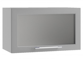Гарда ПГС 600 шкаф верхний горизонтальный со стеклом (Белый Эмалит/корпус Серый) в Саянском - sayanskij.mebel54.com | фото