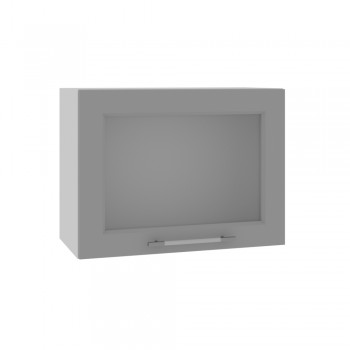 Гарда ВПГС 600 шкаф верхний горизонтальный со стеклом высокий (Белый Эмалит/корпус Серый) в Саянском - sayanskij.mebel54.com | фото