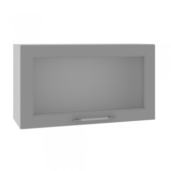 Гарда ВПГС 800 шкаф верхний горизонтальный со стеклом высокий (Белый Эмалит/корпус Серый) в Саянском - sayanskij.mebel54.com | фото