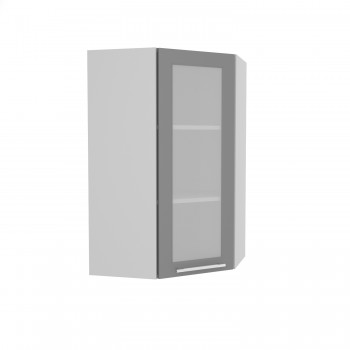 Гарда ВПУС 550 шкаф верхний угловой со стеклом высокий (Белый Эмалит/корпус Серый) в Саянском - sayanskij.mebel54.com | фото