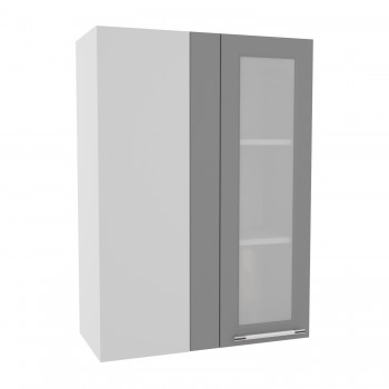 Гарда ВПУС 650 шкаф верхний угловой со стеклом высокий (Белый Эмалит/корпус Серый) в Саянском - sayanskij.mebel54.com | фото
