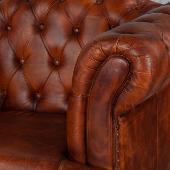 Кресло кожаное Лофт Честер-Нью (Коричневый, Рыжий) в Саянском - sayanskij.mebel54.com | фото