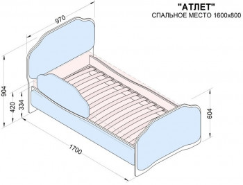 Кровать 160 Атлет 29 Синий (мягкий бортик) в Саянском - sayanskij.mebel54.com | фото