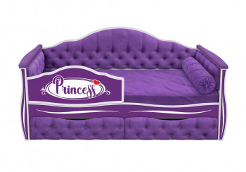 Кровать 160 серии Иллюзия 2 ящика 32 Фиолетовый (мягкие боковые накладки/подушка валик) в Саянском - sayanskij.mebel54.com | фото
