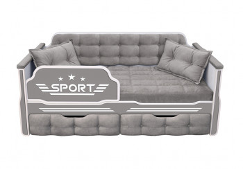 Кровать 160 серии Спорт 2 ящика 45 Серый (подушки) в Саянском - sayanskij.mebel54.com | фото