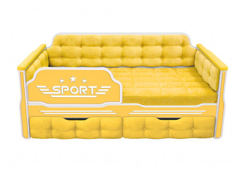 Кровать 160 серии Спорт 2 ящика 74 Жёлтый (мягкие боковые накладки) в Саянском - sayanskij.mebel54.com | фото
