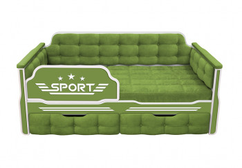 Кровать 160 серии Спорт 2 ящика 76 Зелёный (мягкие боковые накладки) в Саянском - sayanskij.mebel54.com | фото