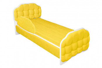 Кровать 180 Атлет 74 жёлтый (мягкий бортик) в Саянском - sayanskij.mebel54.com | фото