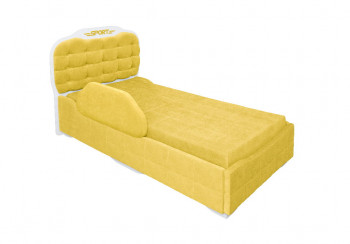 Кровать 190 Атлет Lux 74 Жёлтый (мягкий бортик) в Саянском - sayanskij.mebel54.com | фото