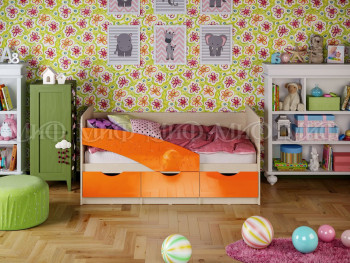 Кровать Бабочки 1,6м (Оранжевый металлик) в Саянском - sayanskij.mebel54.com | фото