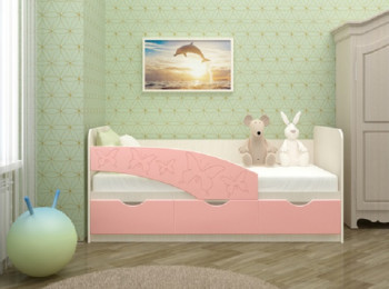 Кровать Бабочки 1,6м (Розовый металлик) в Саянском - sayanskij.mebel54.com | фото