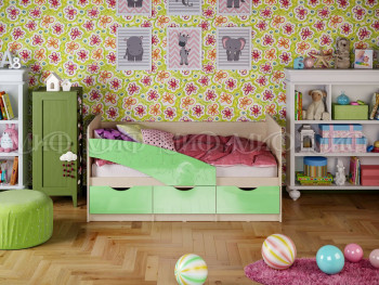 Кровать Бабочки 1,6м (Салатовый металлик) в Саянском - sayanskij.mebel54.com | фото