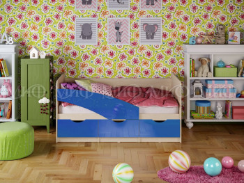 Кровать Бабочки 1,6м (Синий металлик) в Саянском - sayanskij.mebel54.com | фото