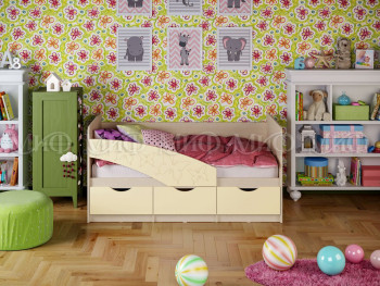 Кровать Бабочки 1,6м (Ваниль матовый) в Саянском - sayanskij.mebel54.com | фото