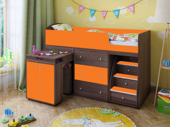 Кровать-чердак Малыш 1600 Бодего/Оранжевый в Саянском - sayanskij.mebel54.com | фото