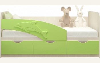 Кровать детская 1,6м Дельфин (Салатовый металлик) в Саянском - sayanskij.mebel54.com | фото