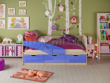 Кровать детская 1,6м Дельфин (Синий металлик) в Саянском - sayanskij.mebel54.com | фото