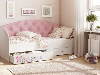 Кровать детская Эльза Белый/Розовый в Саянском - sayanskij.mebel54.com | фото