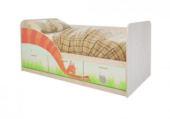 Кровать детская Минима Лего 1,86м с ящиками (дуб атланта/лиловый сад) в Саянском - sayanskij.mebel54.com | фото