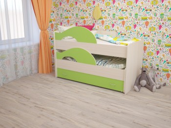 Кровать детская Радуга 1600 Млечный дуб/Салатовый в Саянском - sayanskij.mebel54.com | фото