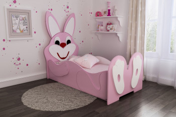 Кровать детская Зайка 1.6 Розовый/Белый в Саянском - sayanskij.mebel54.com | фото