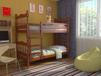 Кровать двухъярусная Соня из массива сосны 800*1890 Орех в Саянском - sayanskij.mebel54.com | фото
