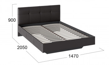 Кровать «Элис» c мягкой обивкой тип 1 Экокожа/Темно-коричневый/1400 в Саянском - sayanskij.mebel54.com | фото