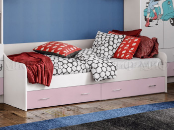 Кровать Fashion-1 Вега 0,9 м (Белый/Розовый) в Саянском - sayanskij.mebel54.com | фото