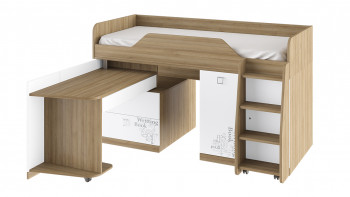 Кровать комбинированная «Оксфорд» (Ривьера/Белый с рисунком) в Саянском - sayanskij.mebel54.com | фото