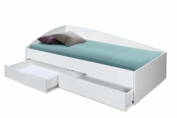 Кровать одинарная "Фея - 3" (асимметричная) (2000х900) New/(белый / белый / ДВПО белый) в Саянском - sayanskij.mebel54.com | фото