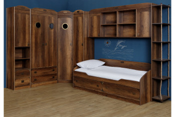 Кровать с 2-мя ящиками «Навигатор» (Дуб Каньон) в Саянском - sayanskij.mebel54.com | фото