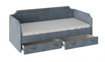 Кровать с мягкой обивкой и ящиками «Кантри» Тип 1 (900) (Замша синяя) в Саянском - sayanskij.mebel54.com | фото