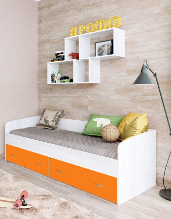Кровать с выкатными ящиками Винтерберг/Оранжевый в Саянском - sayanskij.mebel54.com | фото