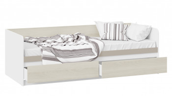 Кровать «Сканди» с 2 ящиками Дуб Гарден/Белый/Глиняный серый в Саянском - sayanskij.mebel54.com | фото