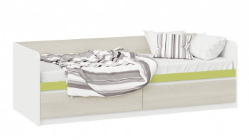 Кровать «Сканди» с 2 ящиками Дуб Гарден/Белый/Зеленый в Саянском - sayanskij.mebel54.com | фото