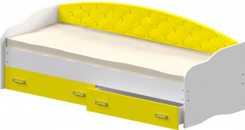 Кровать Софа-7 с мягкой спинкой (800х1900) Белый/Желтый в Саянском - sayanskij.mebel54.com | фото