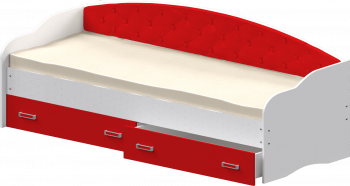 Кровать Софа-7 с мягкой спинкой (800х1900) Белый/Красный в Саянском - sayanskij.mebel54.com | фото