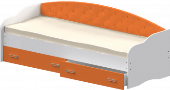 Кровать Софа-7 с мягкой спинкой (800х1900) Белый/Оранжевый в Саянском - sayanskij.mebel54.com | фото