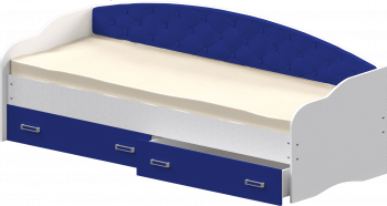 Кровать Софа-7 с мягкой спинкой (800х1900) Белый/Синий в Саянском - sayanskij.mebel54.com | фото