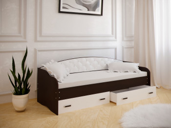 Кровать Софа-7 с мягкой спинкой (800х1900) Венге/ Белый в Саянском - sayanskij.mebel54.com | фото