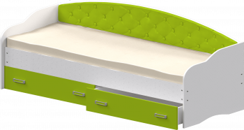 Кровать Софа-8 с мягкой спинкой (900х1900) Белый/Лайм в Саянском - sayanskij.mebel54.com | фото