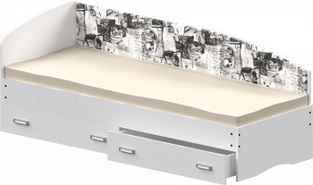 Кровать Софа-9 с мягкой спинкой с рисунком Милана (900х1900) Белый в Саянском - sayanskij.mebel54.com | фото