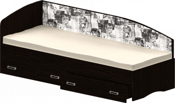 Кровать Софа-9 с мягкой спинкой с рисунком Милана (900х1900) Венге в Саянском - sayanskij.mebel54.com | фото