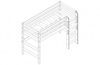 Кровать Соня вариант 5 полувысокая с прямой лестницей белый полупрозрачный в Саянском - sayanskij.mebel54.com | фото