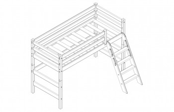 Кровать Соня вариант 6 полувысокая с наклонной лестницей Белый полупрозрачный в Саянском - sayanskij.mebel54.com | фото
